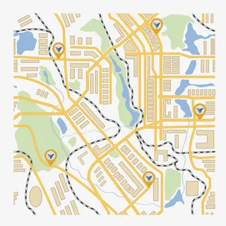 矢量城市地图插画免抠标签元素