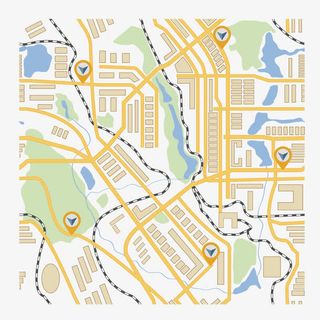 矢量城市地图插画免抠标签元素