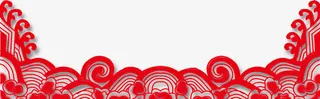 红色中国风花边素材免抠