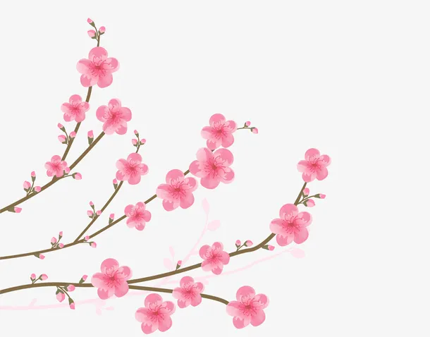 粉色桃花树枝矢量图免抠