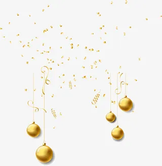 圣诞节金色圣诞球免抠