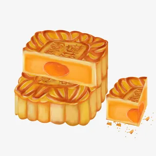 手绘中秋节月饼糕点免抠