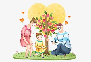 郊游的一家人免抠