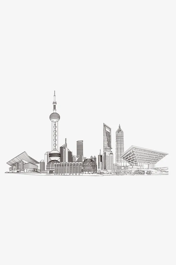 城市线稿多地免抠