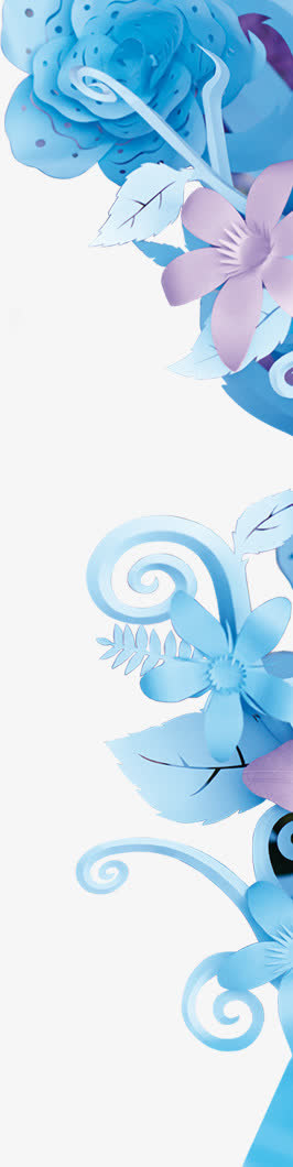 手绘免扣蓝色花朵png素材免抠