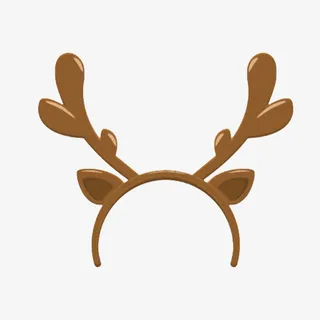 棕色圣诞鹿角装饰头饰免抠