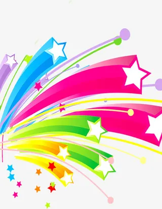 开业庆典彩带星星装饰元素免抠