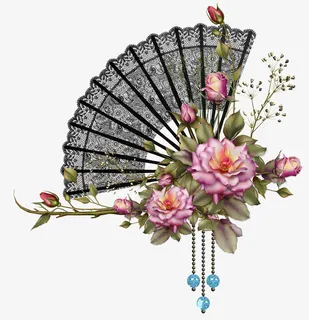 彩色春天扇子花朵免抠