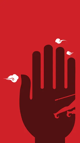 简约扁平红色手掌H5图高清