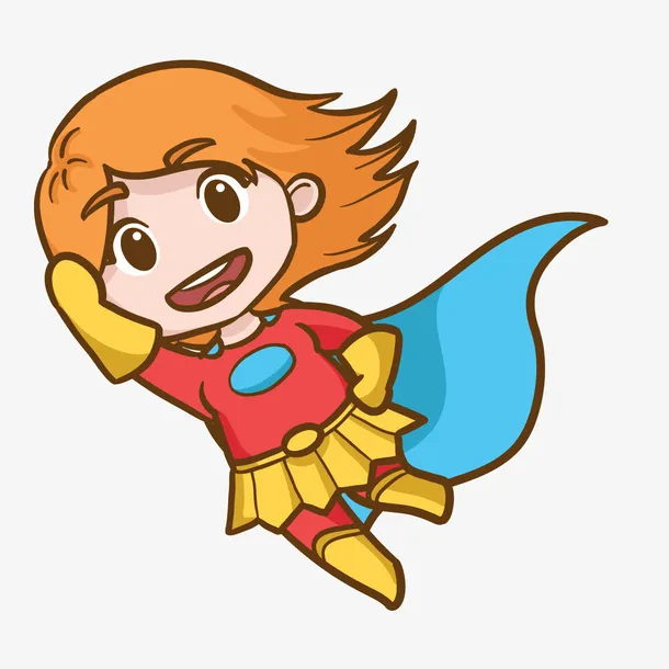 手绘可爱的小女超人免抠