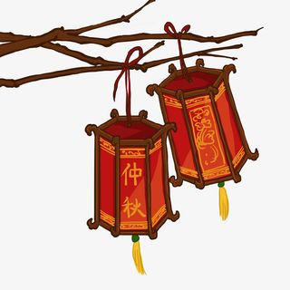 手绘卡通中秋灯笼免抠