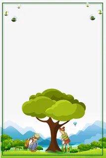 二十四节气春分绿色大自然边框免抠装饰边框元素