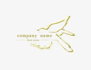 金色燕子剪影标志免抠