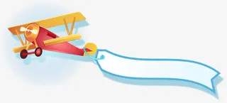卡通双翼飞机免抠