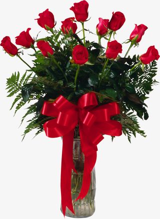 实物一束红色玫瑰免抠