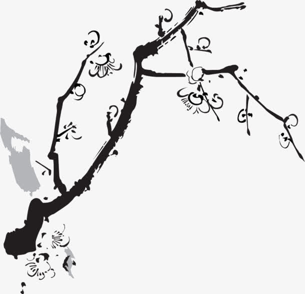 水墨梅花免抠