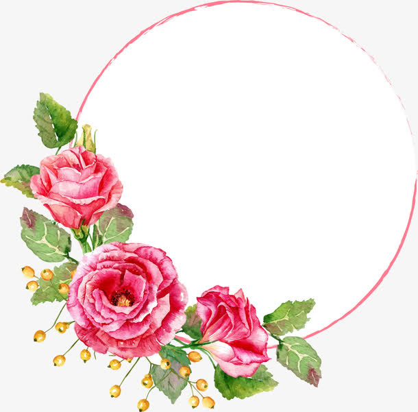 红色花朵圆圈免抠