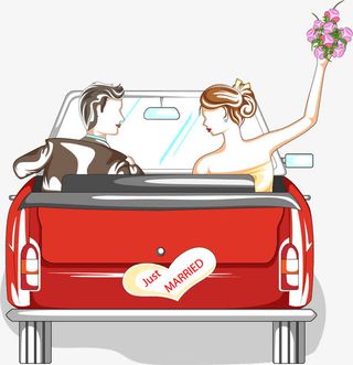 七夕情人节新郎新娘手绘免抠