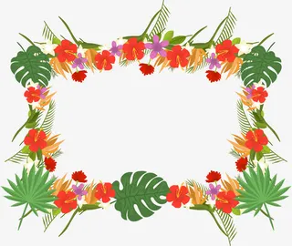 五颜六色的花朵装饰边框免抠