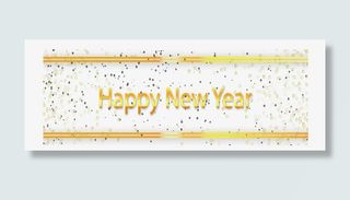 金色边框新年横幅免抠