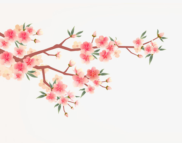水墨桃花免抠