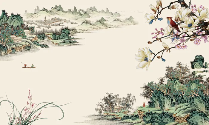 国画山水背景素材高清