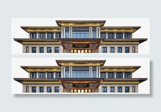 中式屋子元素免抠