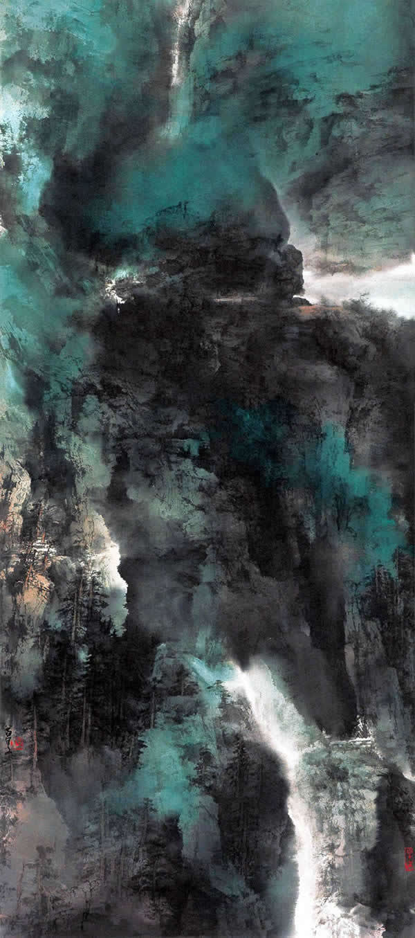 泼墨山水画作图片免抠
