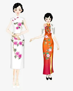 卡通旗袍女人免抠