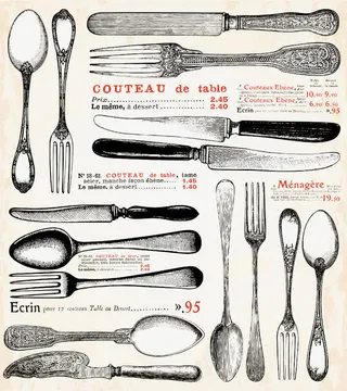 西餐餐具手绘免抠