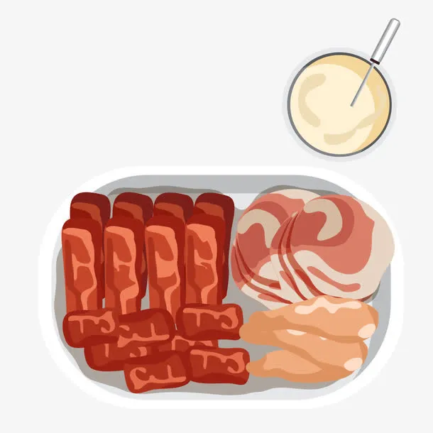 创意手绘烤肉火锅美食矢量素材免抠