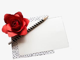 玫瑰花和贺卡免抠