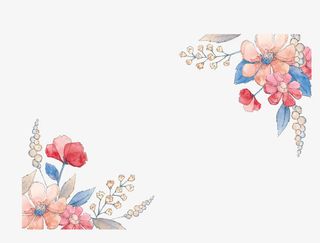 水彩手绘粉红边框免抠