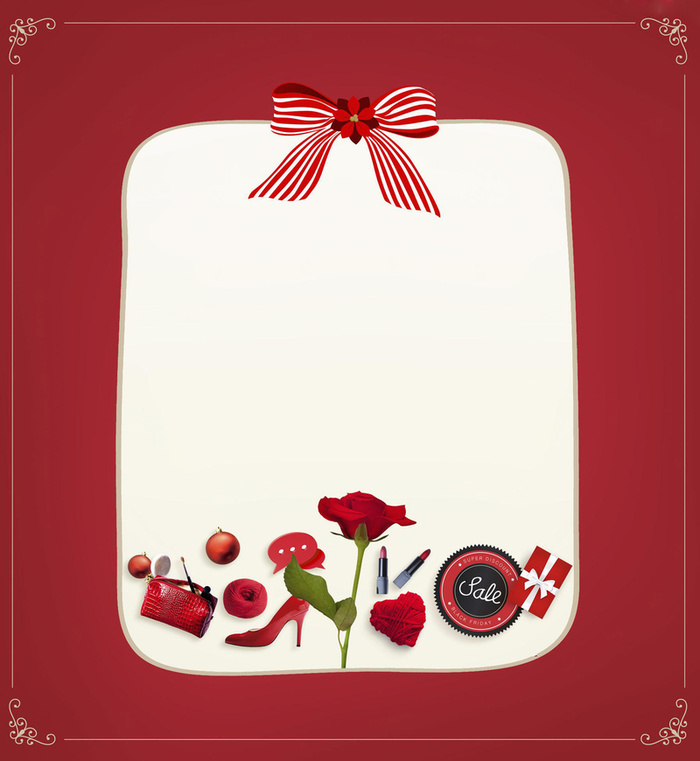 红色喜庆简约边框平面广告高清