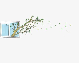 简约风吹绿叶免抠