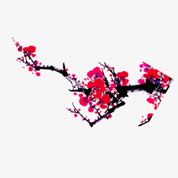 水墨绘画梅花免抠