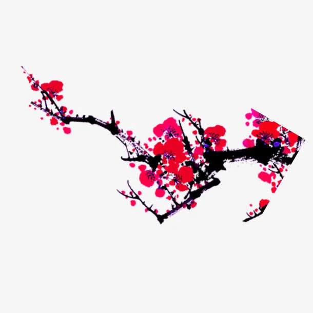水墨绘画梅花免抠