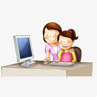 母女和电脑免抠