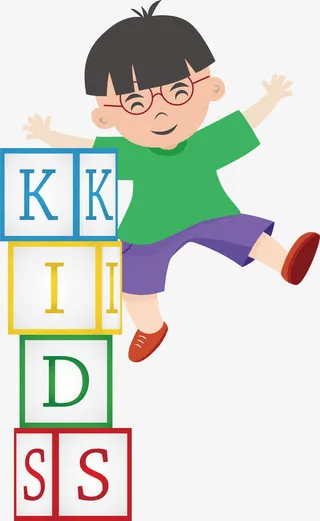 堆积木的孩子免抠