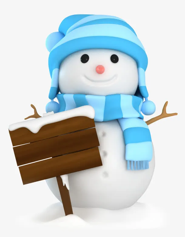 卡通可爱蓝帽子雪人圣诞节免抠