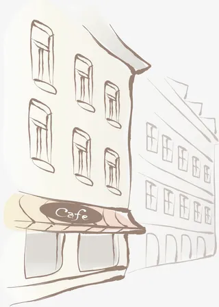 黄色简笔画卡通房屋手绘人物免抠