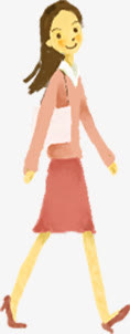 春天手绘粉色服饰女生免抠