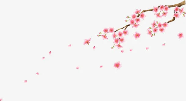 粉红花朵花枝枝头装饰免抠