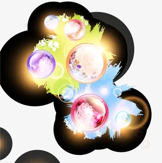 水彩底纹彩色气泡免抠