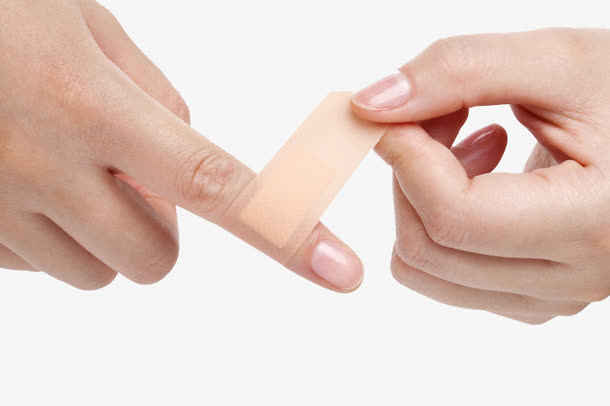 受伤的手上的创可贴免抠