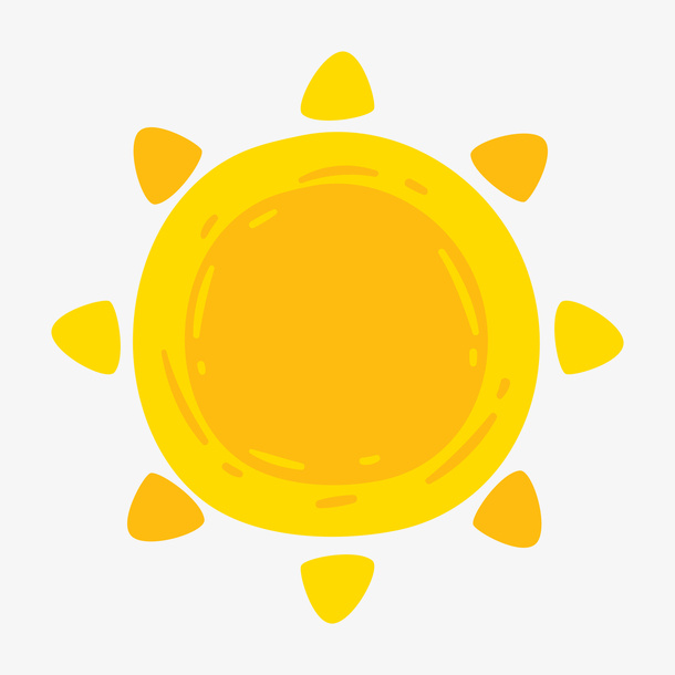 黄色手绘太阳png免抠
