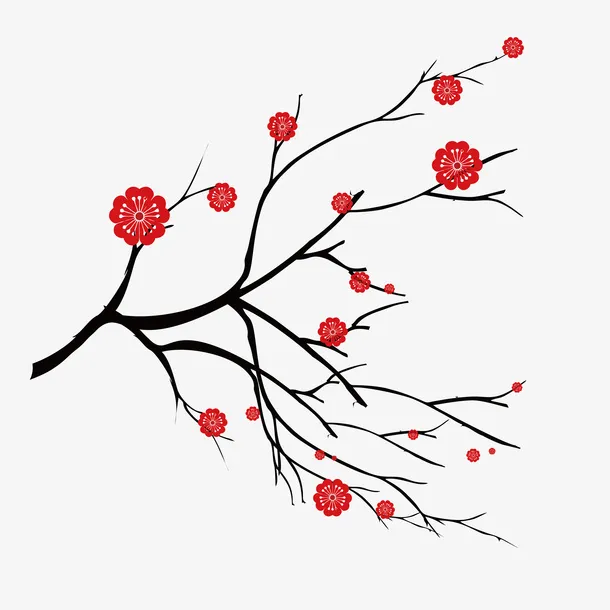 小清新简约装饰树枝花朵免抠
