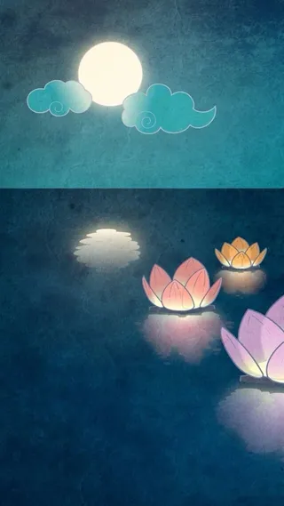 月光下的花灯H5背景高清