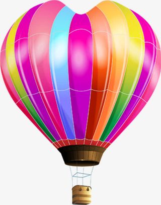 夏日卡通手绘热气球免抠