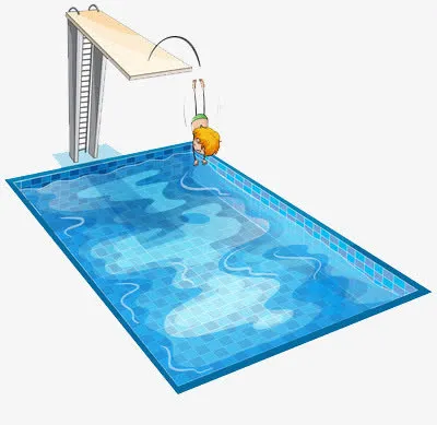 长方形的游泳池免抠
